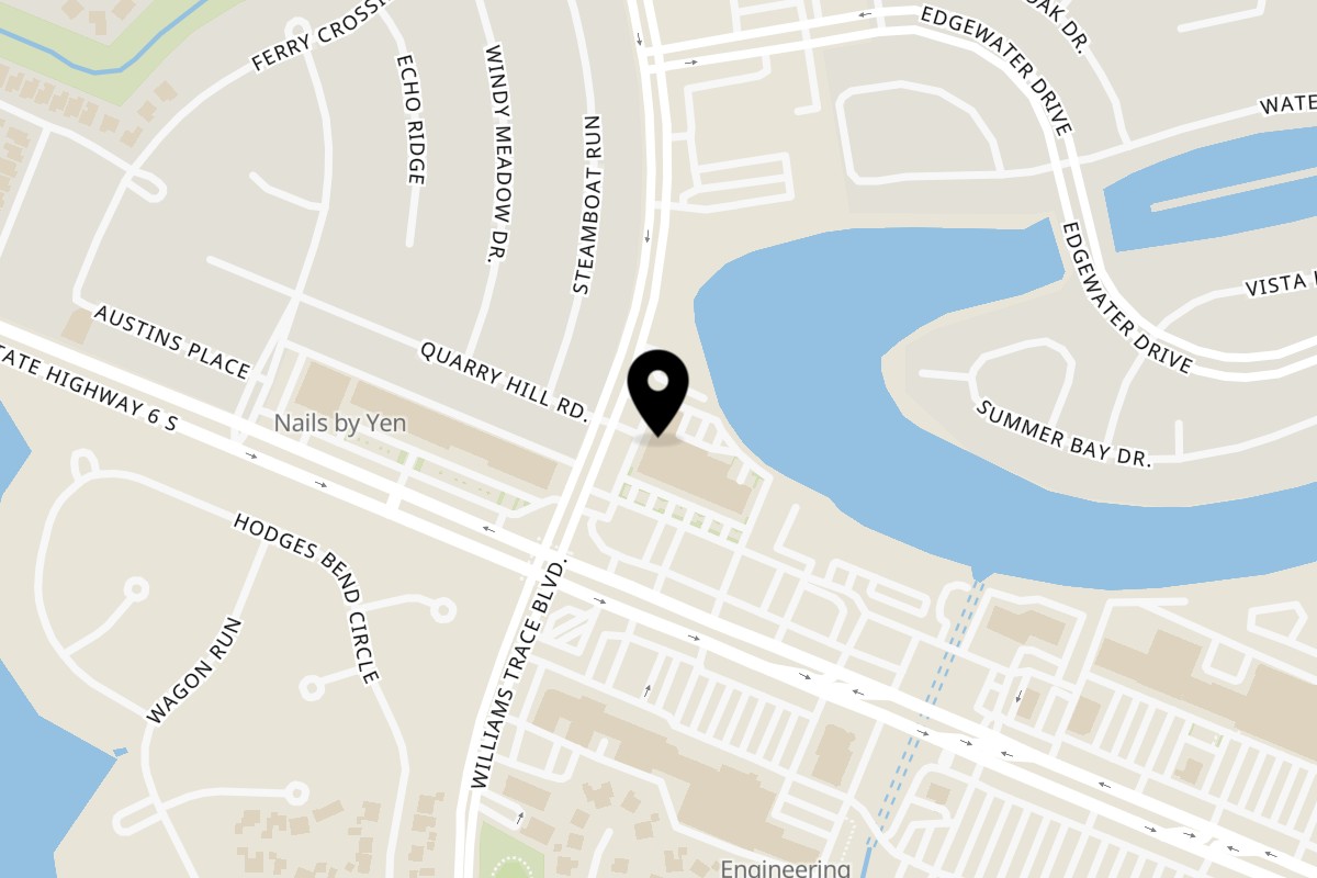 Map showing the location of Udipi Cafe Sugar Land on 2325 Williams Trace Blvd in Sugar Land